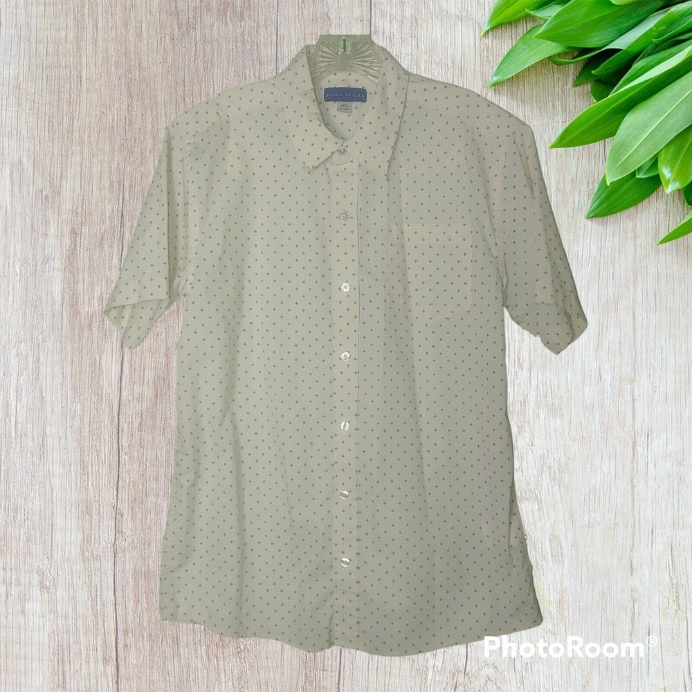 Simply Styled Button Up Shirt Boy's XL 18/20 Collared Beige